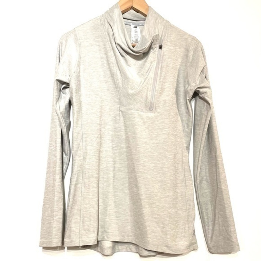 New Balance Heather Gray Hoodie long sleeve Top NWT s 1/4 zip high neck pullover